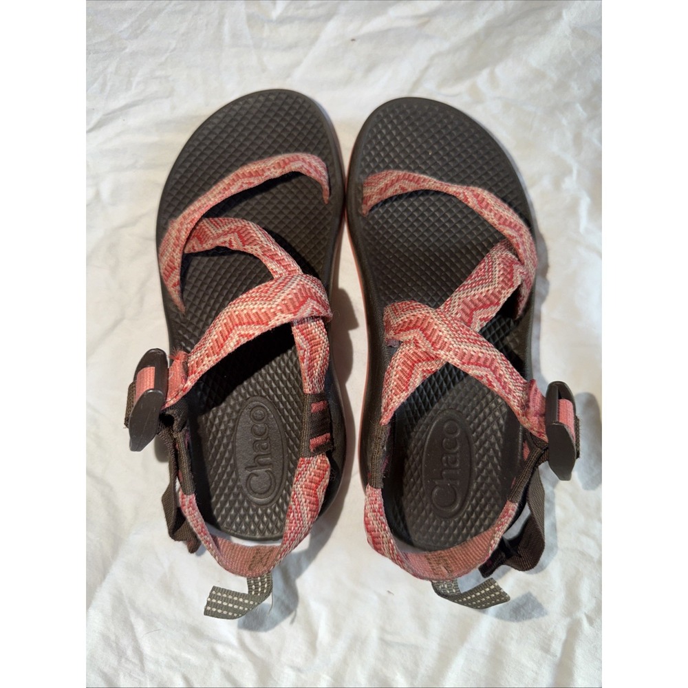 Chaco Z/2 Kids 2 Burnt Orange Zigzag Straps Black Footbed Hiking Sandals Classic